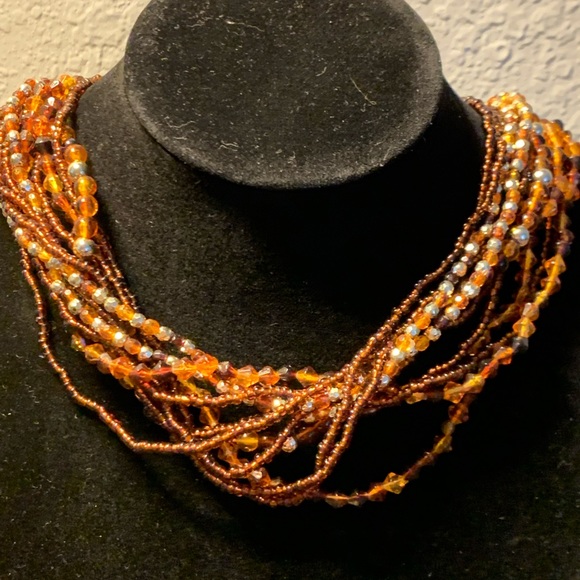 Amber Faceted Beads, Golden Beads, & Crystal Necklace  🚀🎉CLOSET CLEAROUT🎉🚀 - Picture 5 of 9